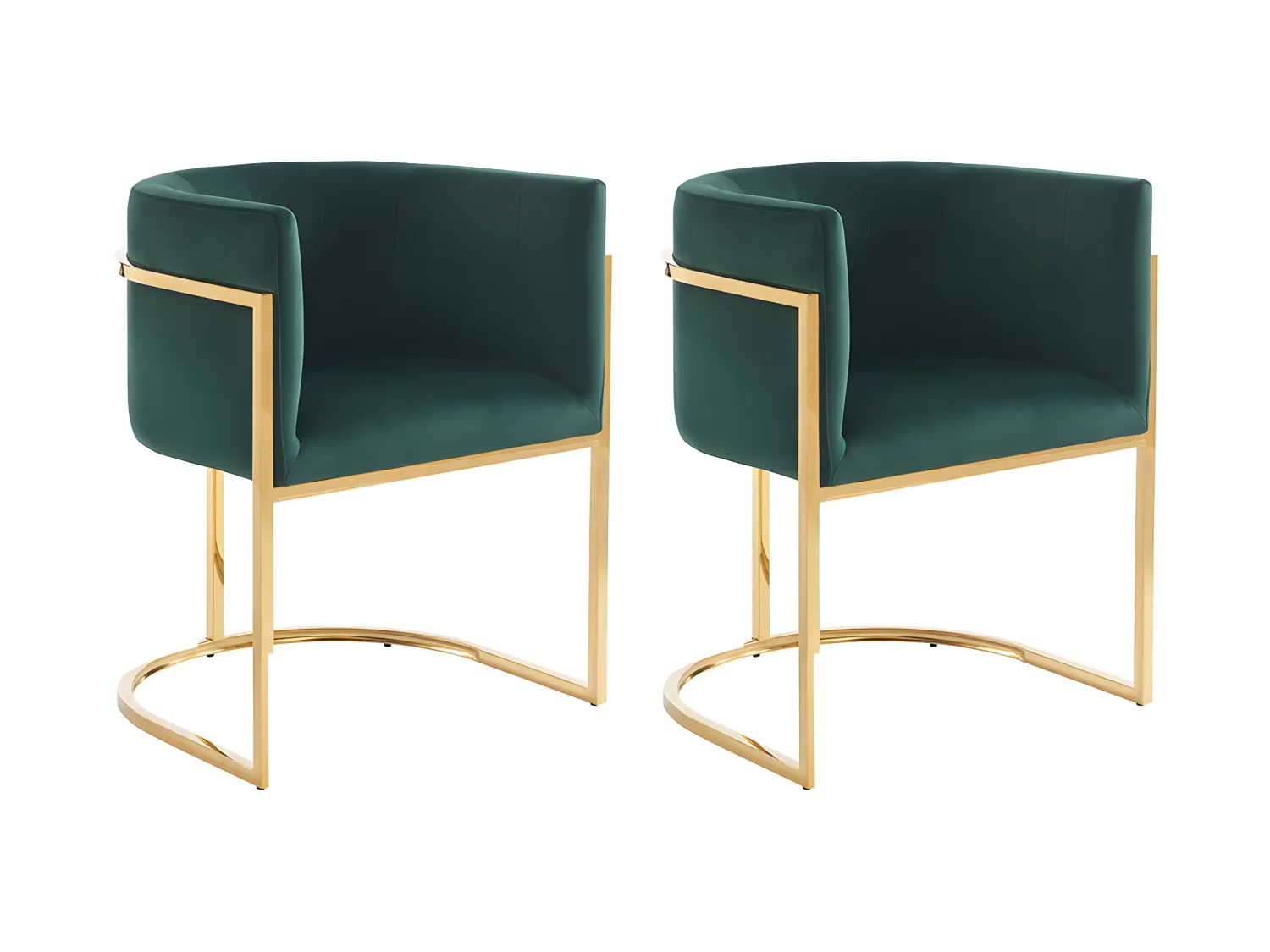 Lot de 2 chaises avec accoudoirs - Velours et acier inoxydable - Vert et doré - PERIA de Pascal MORABITO