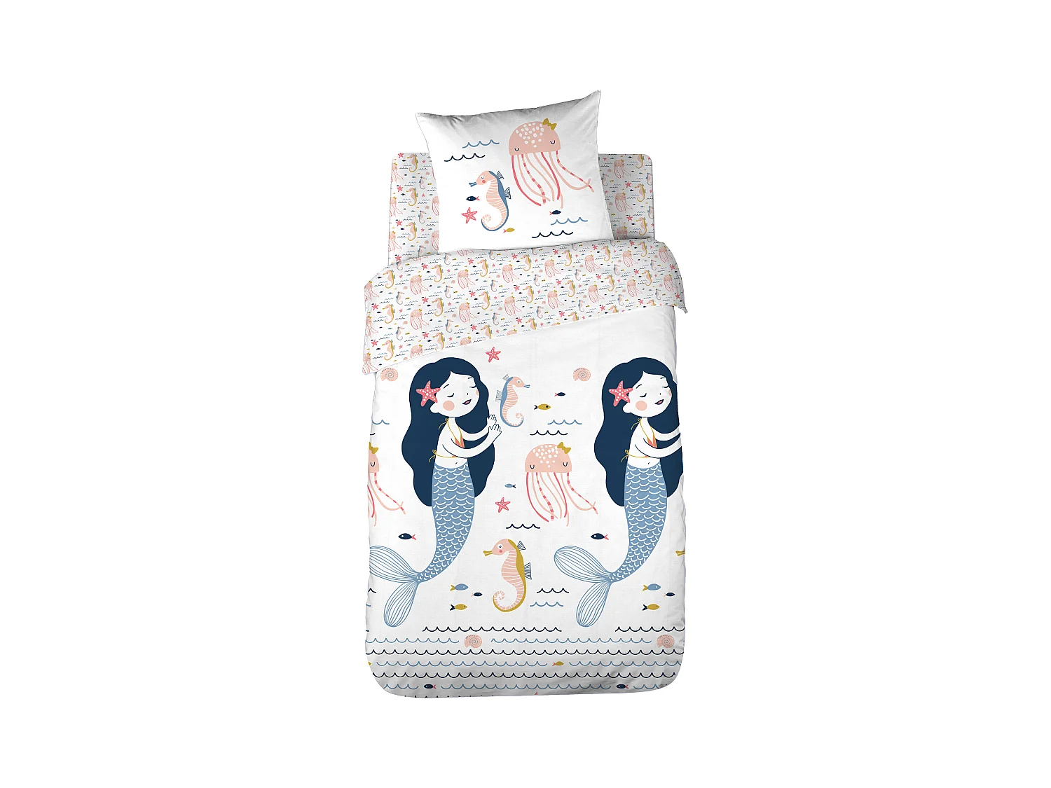 Parure de lit 140x200 cm coton biologique MARINETTE Rose