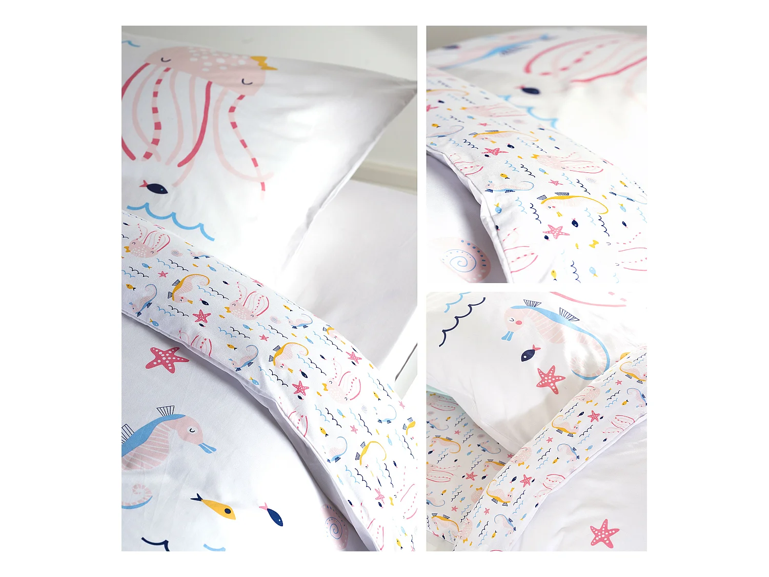 Parure de lit 140x200 cm coton biologique MARINETTE Rose