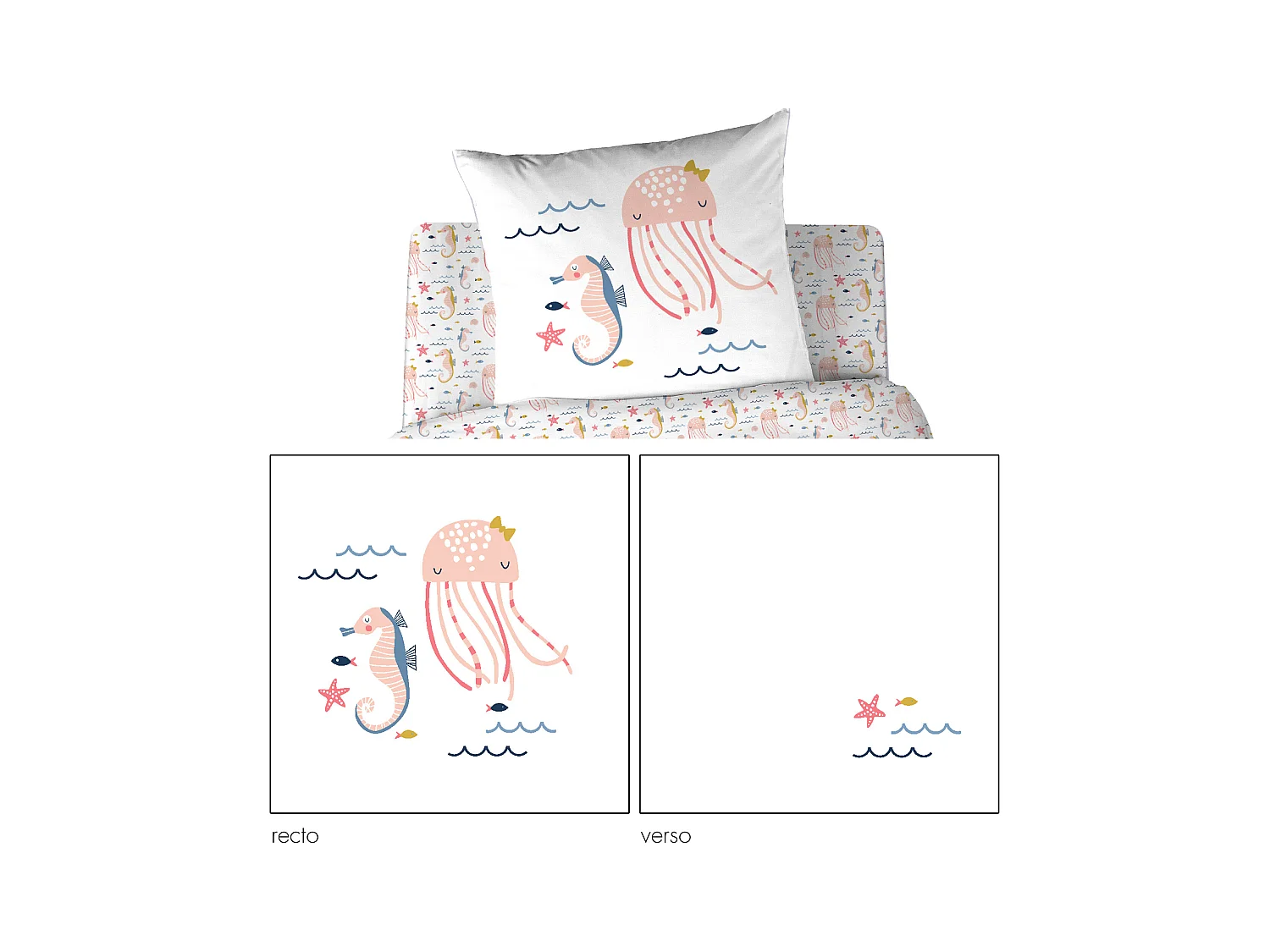 Parure de lit 140x200 cm coton biologique MARINETTE Rose