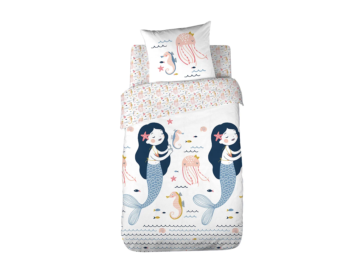 Parure de lit 140x200 cm coton biologique MARINETTE Rose