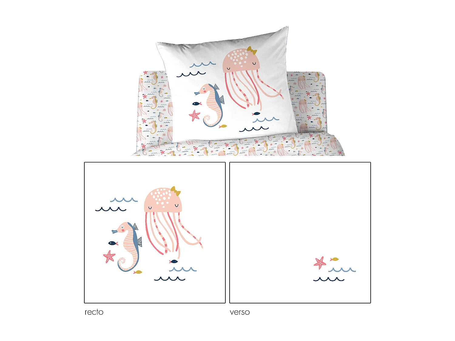 Parure de lit 140x200 cm coton biologique MARINETTE Rose