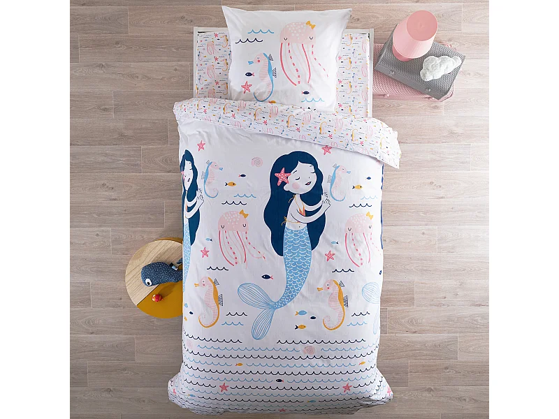 Parure de lit 140x200 cm coton biologique MARINETTE Rose