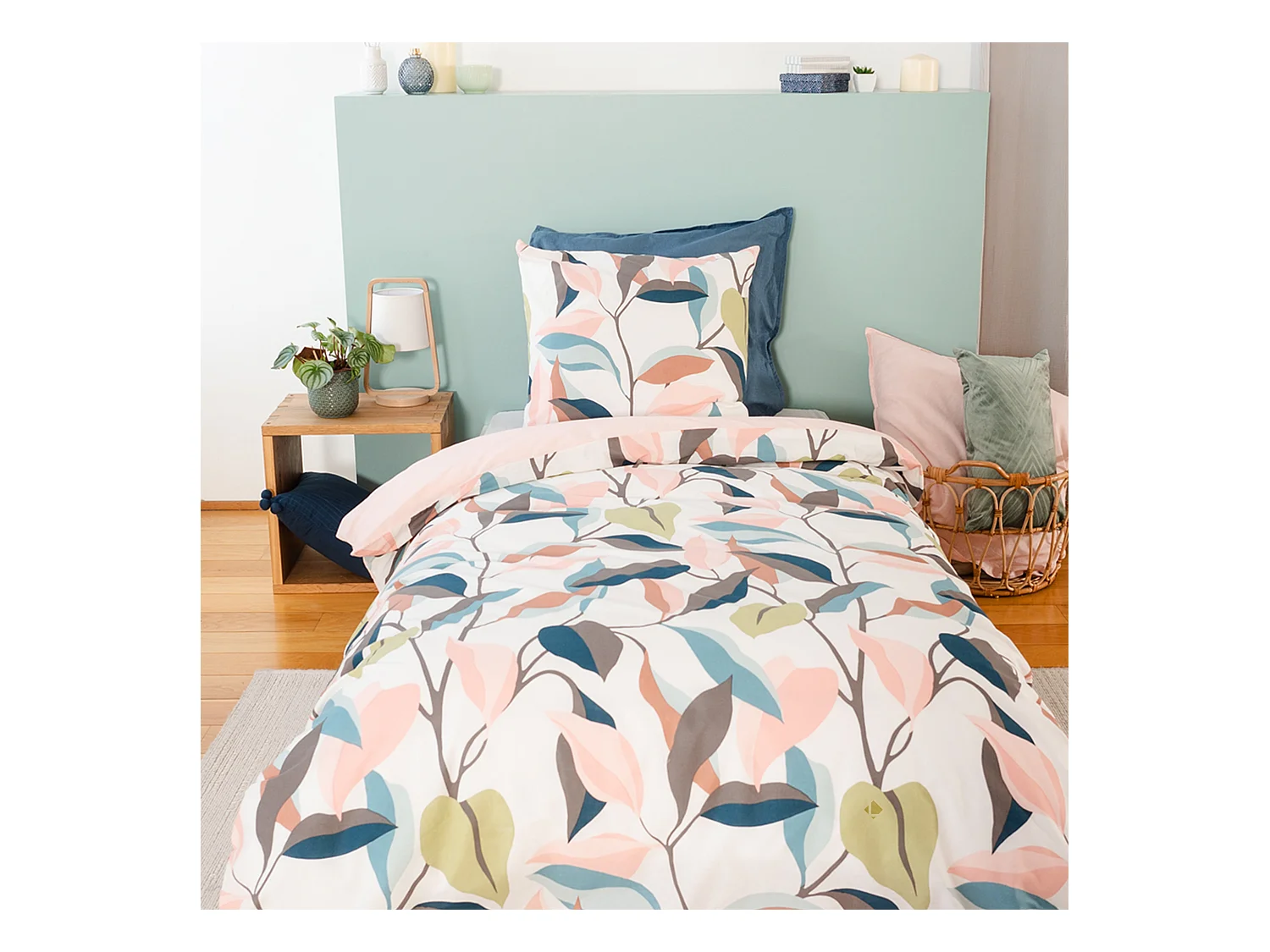 Parure de lit 140x200 cm coton BCI adouci LILA Blanc 2 pièces