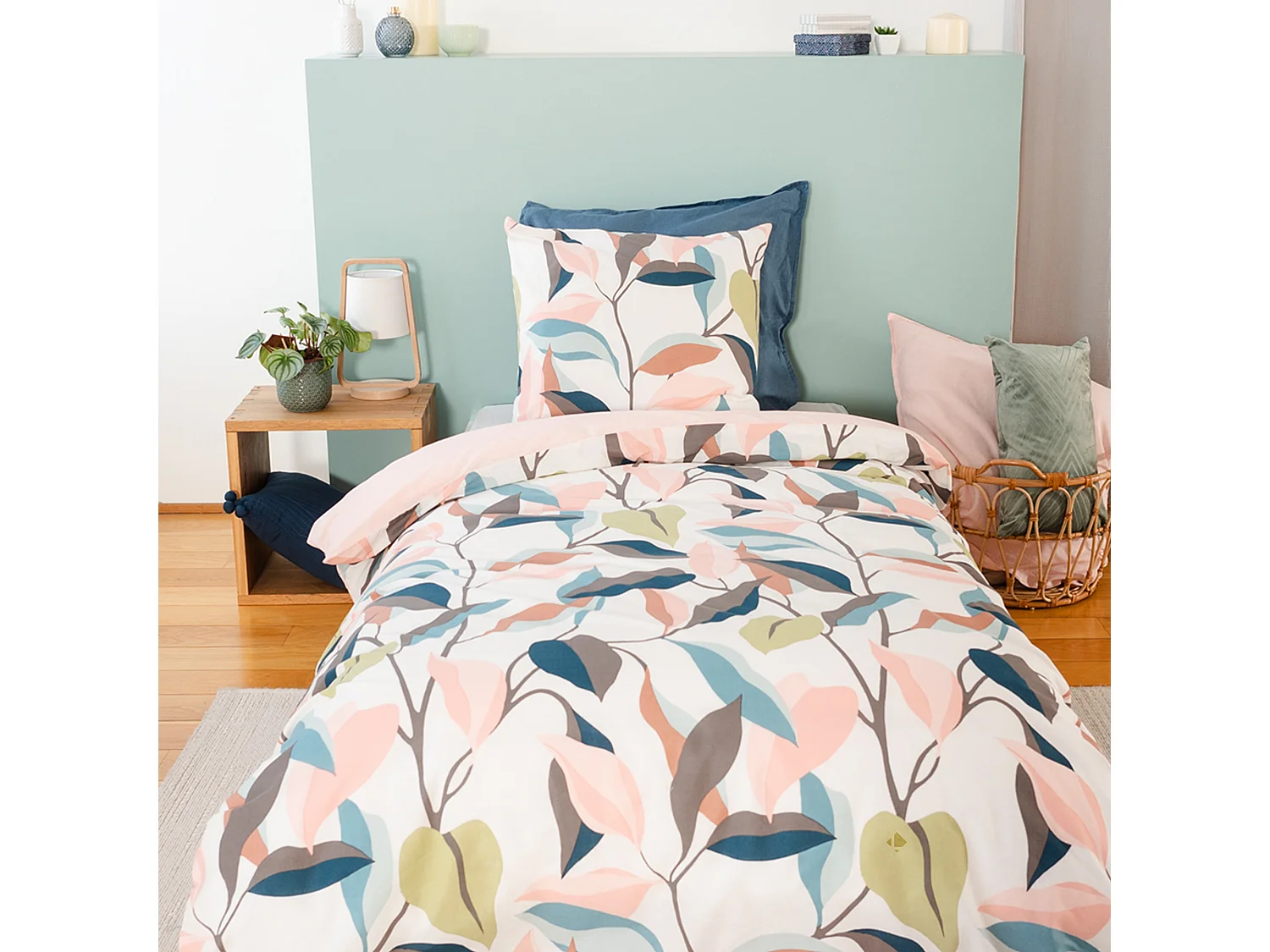 Parure de lit 140x200 cm coton BCI adouci LILA Blanc 2 pièces