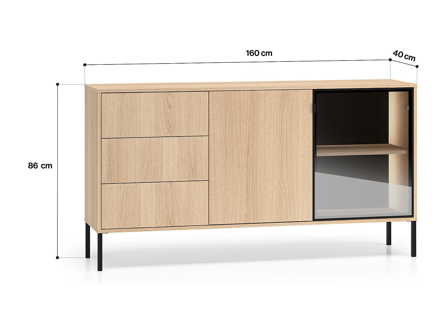 BUFFET Barnee Chêne Lindberg 160 / 40 / 86 cm