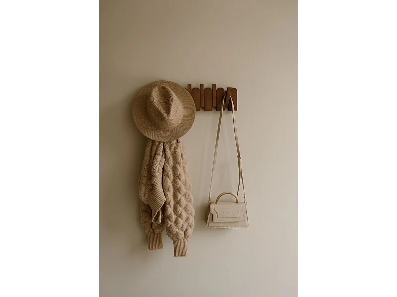 Wandgarderobe 44 cm - Natur - 6 klappbare Haken - Indore Home