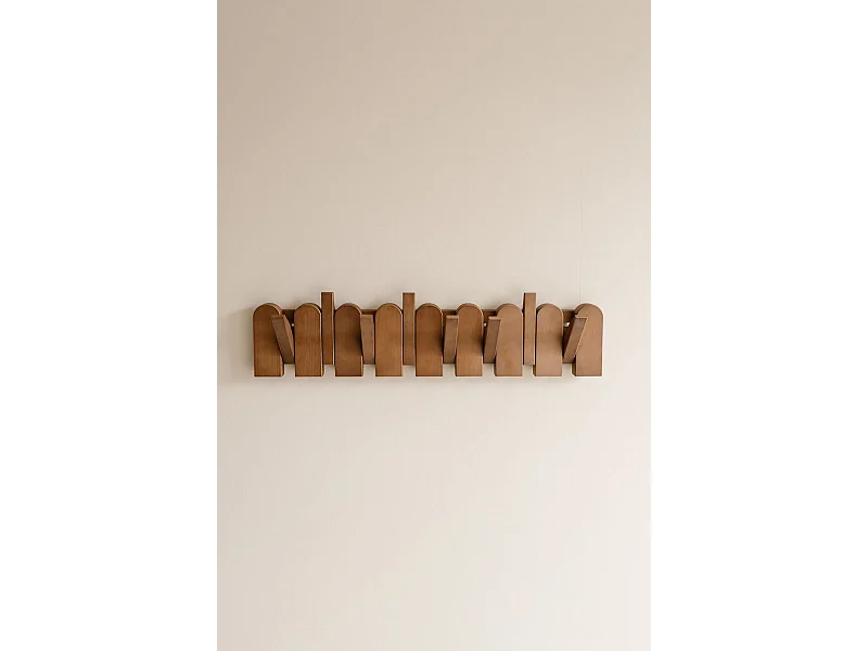 Wandgarderobe 57 cm - Natur - 8 klappbare Haken - Indore Home