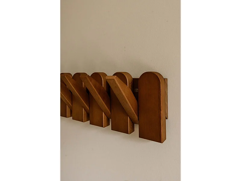 Wandgarderobe 57 cm - Natur - 8 klappbare Haken - Indore Home