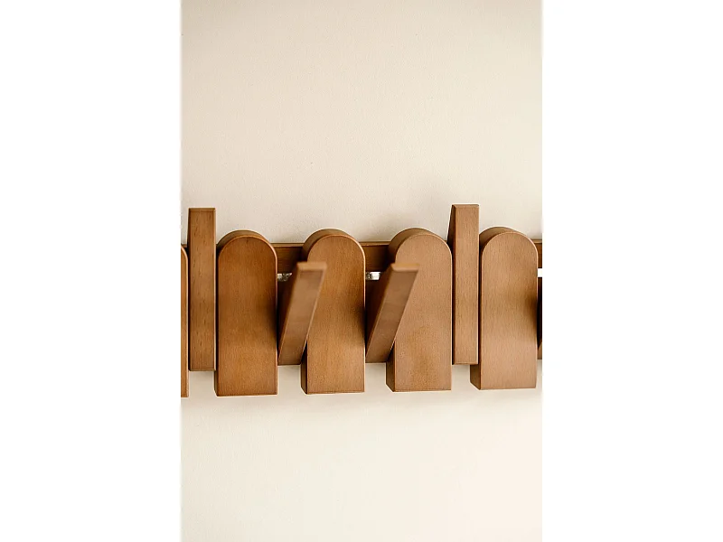 Wandgarderobe 57 cm - Natur - 8 klappbare Haken - Indore Home