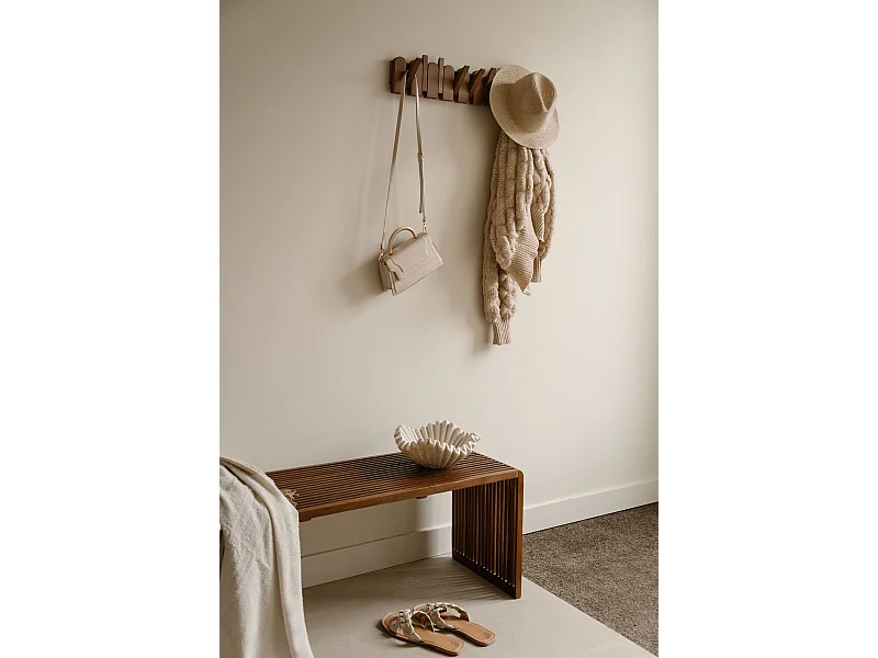 Wandgarderobe 57 cm - Natur - 8 klappbare Haken - Indore Home