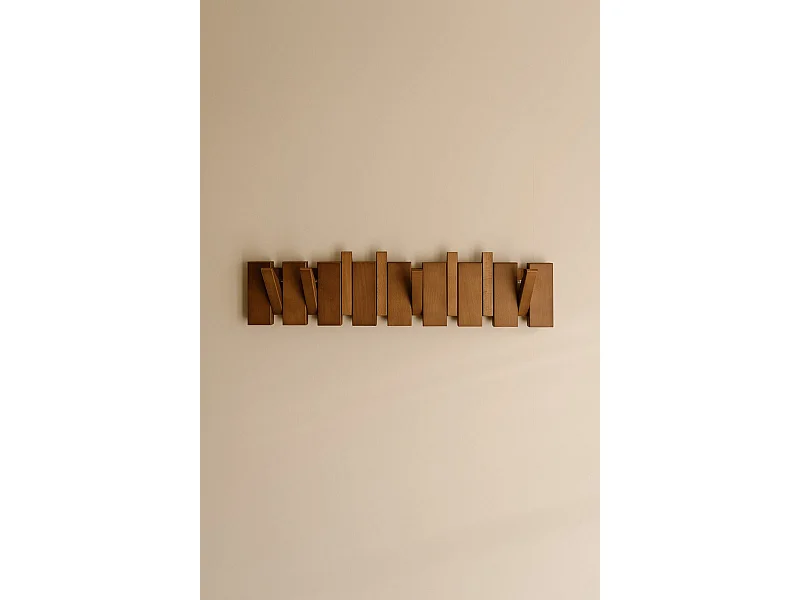Wandgarderobe 57 cm - Natur - 8 klappbare Haken - Indore Home
