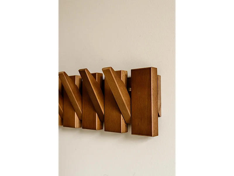 Wandgarderobe 44 cm - Natur - 6 klappbare Haken - Indore Home