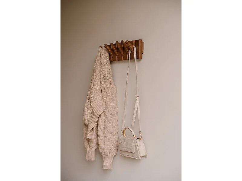 Wandgarderobe 44 cm - Natur - 6 klappbare Haken - Indore Home