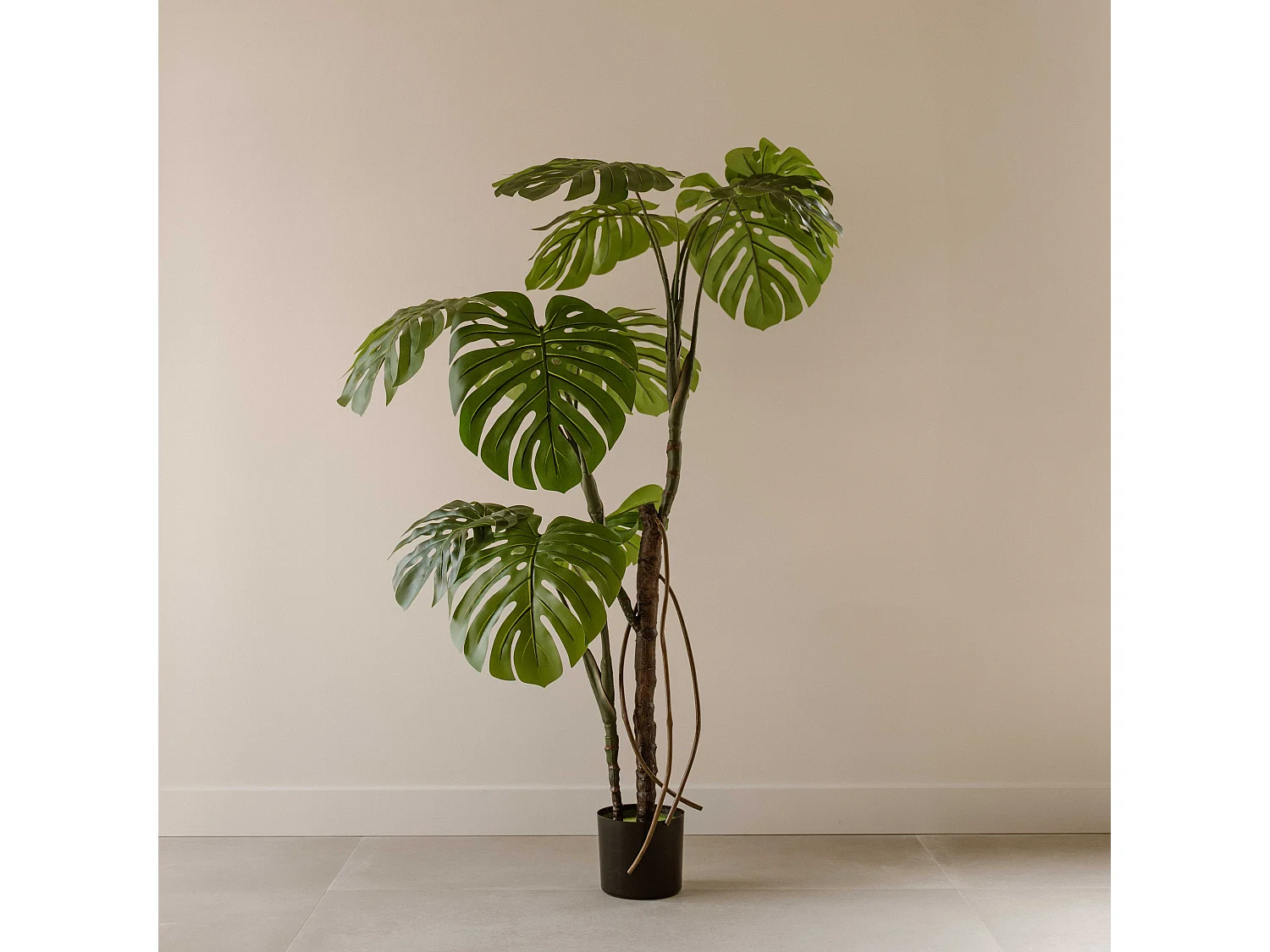 Kunstplant Monstera 160 cm - groen - realistische bladeren zonder onderhoud - Indore Home