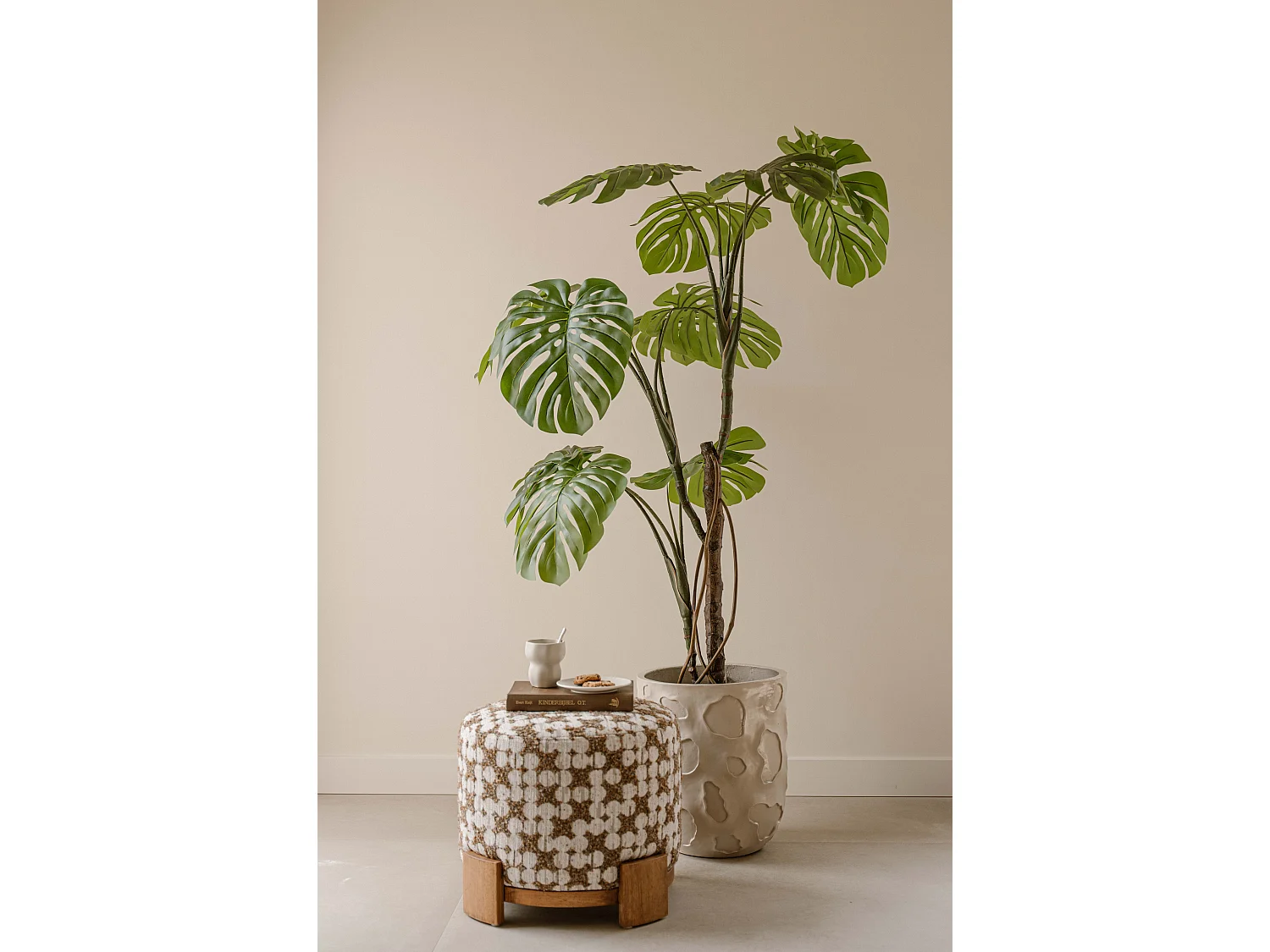 Kunstplant Monstera 160 cm - groen - realistische bladeren zonder onderhoud - Indore Home