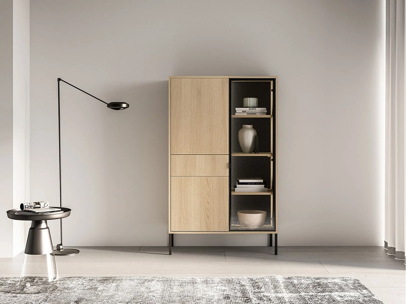 Vitrine sur pied Barnee Chêne Lindberg 92 / 40 / 150 cm