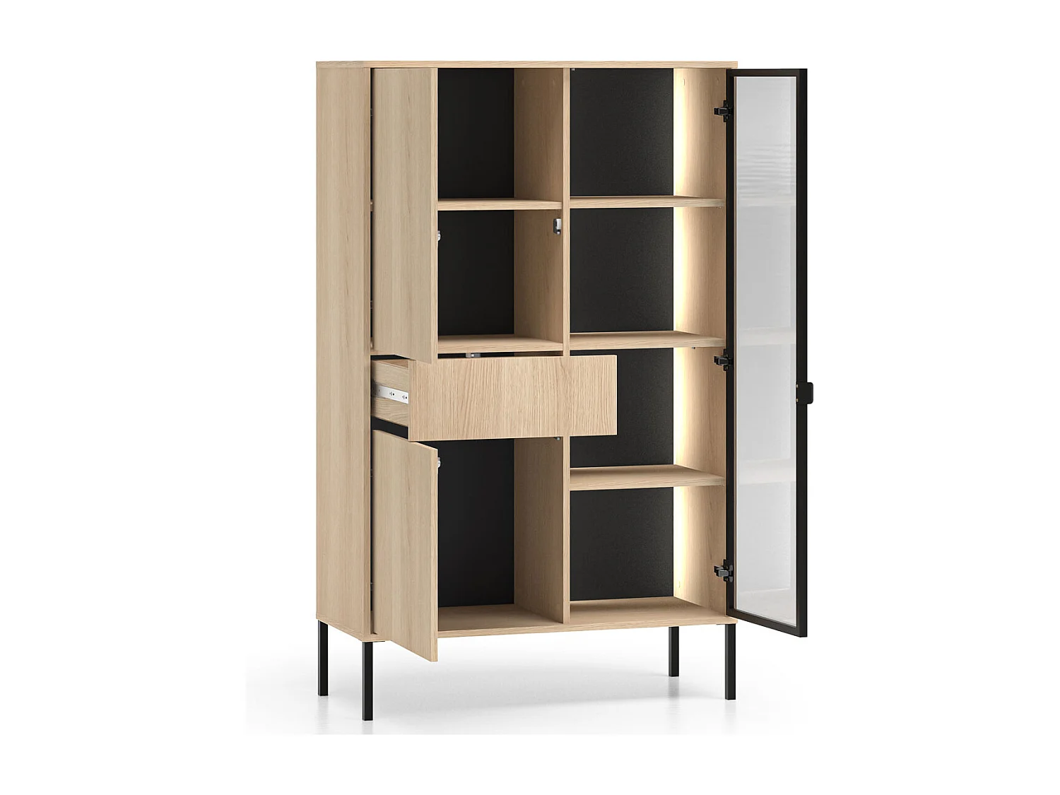 Vitrine sur pied Barnee Chêne Lindberg 92 / 40 / 150 cm