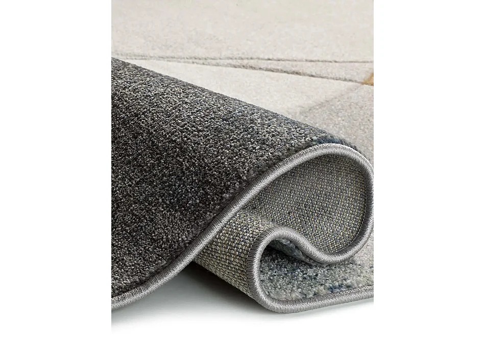 Kurzflorteppich - abstrakt - grau / blau - 160x230 cm - BADET