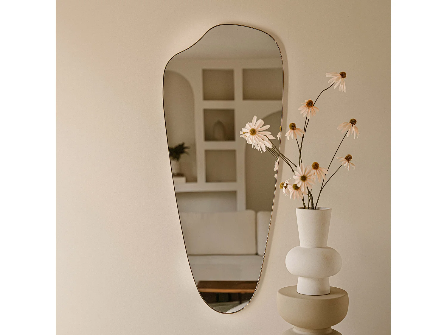 Miroir organique 120 cm - Bronze - Miroir mural asymétrique - Indore Home