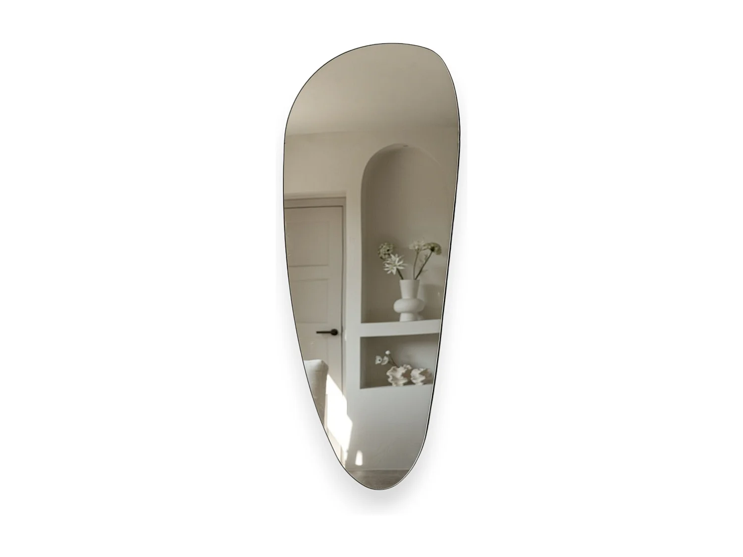 Miroir organique 120 cm - Noir - Miroir mural asymétrique - Indore Home