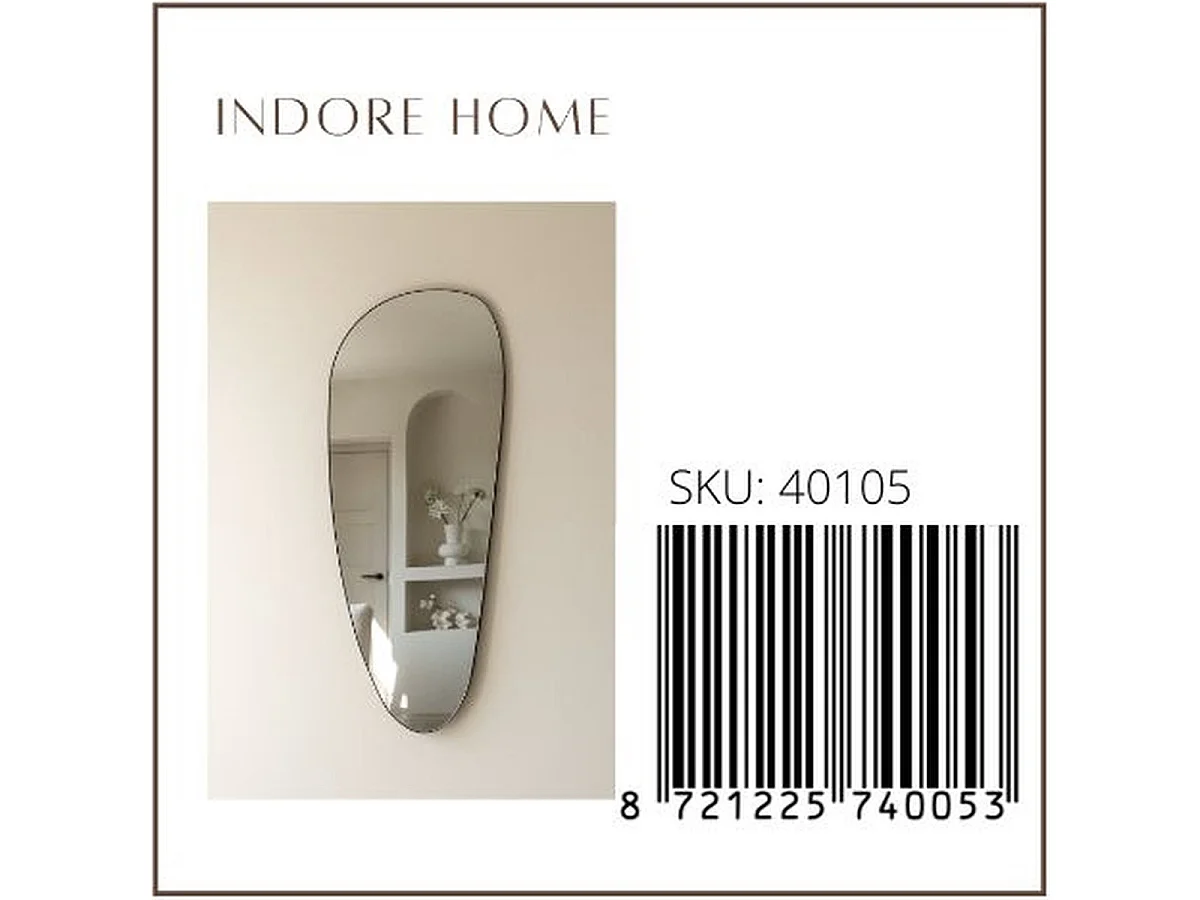 Miroir organique 120 cm - Noir - Miroir mural asymétrique - Indore Home