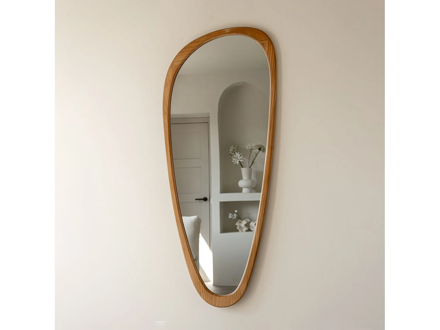 Miroir organique 120 cm - Naturel - Miroir mural asymétrique - Indore Home