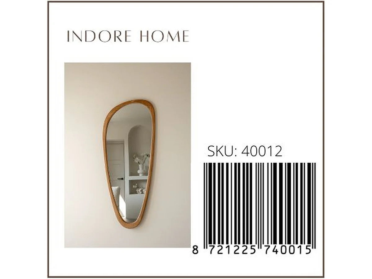 Miroir organique 120 cm - Naturel - Miroir mural asymétrique - Indore Home