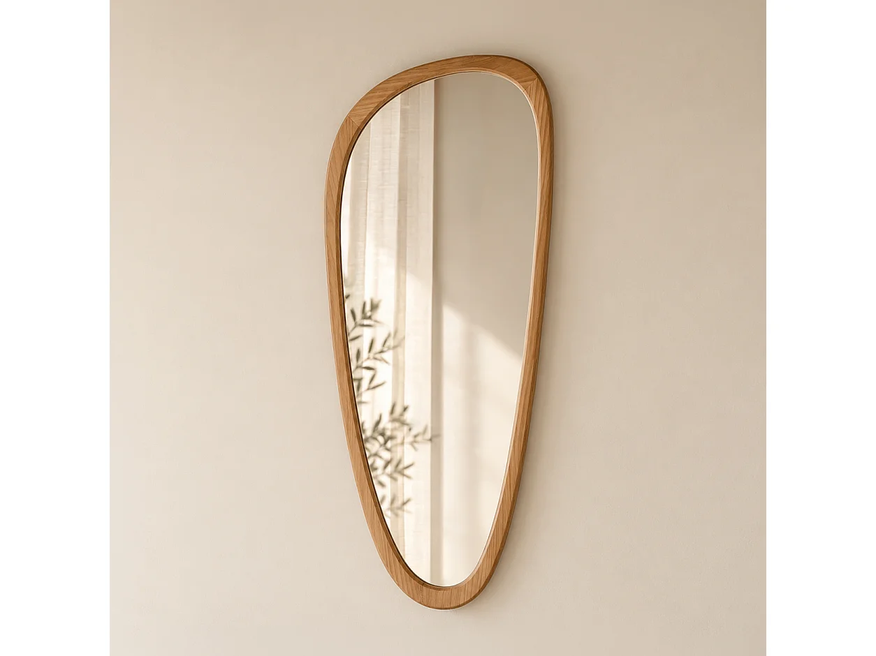 Indore Home - Miroir - forme organique - asymétrique - miroir mural - 120cm - Bois
