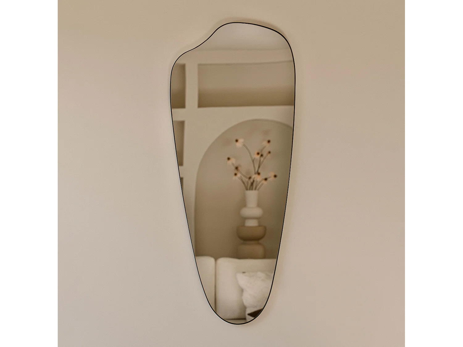 Miroir organique 120 cm - Noir - Miroir mural de forme organique - Indore Home
