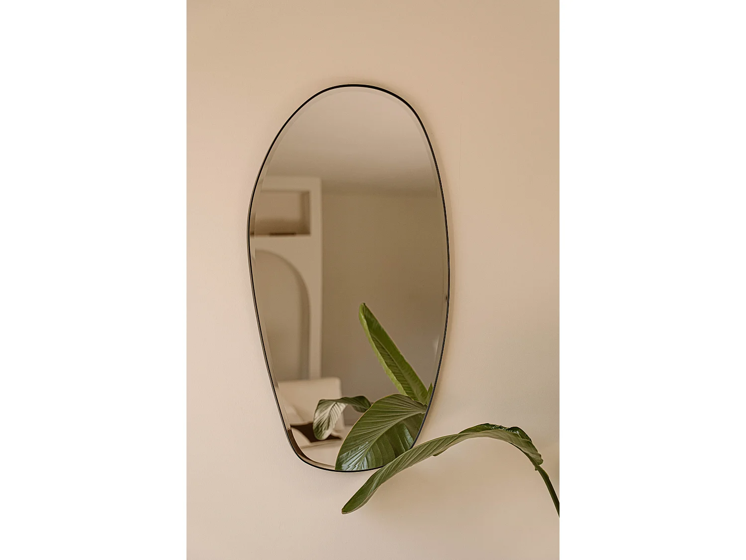 Miroir organique 90 cm - Noir - Miroir mural asymétrique - Indore Home