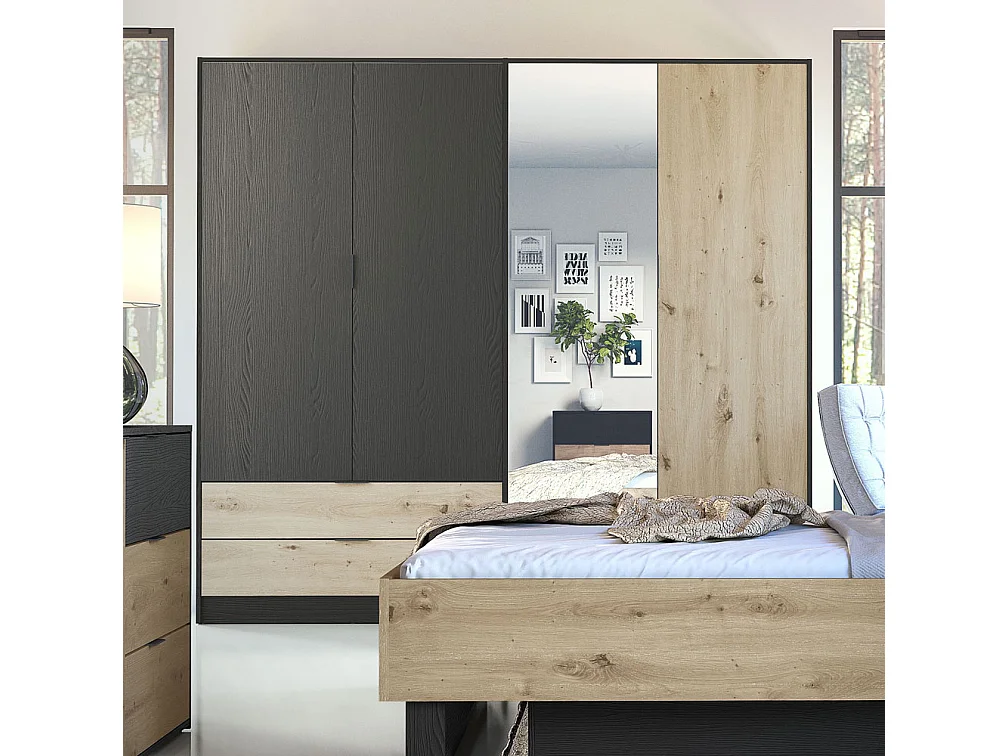 Armoire Upsala graphite / Chêne artisanal 220,5 / 54 / 203cm
