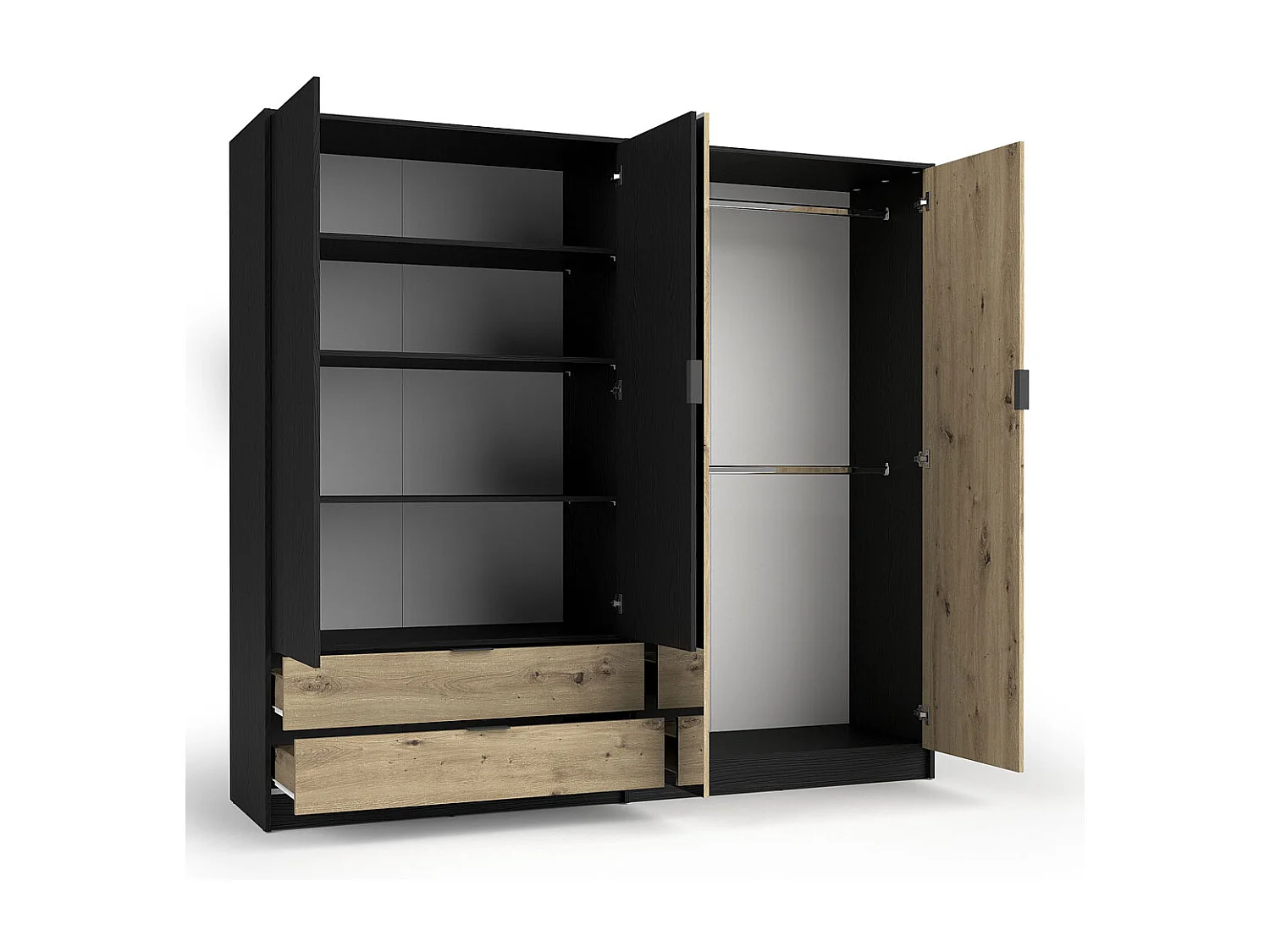 Armoire Upsala graphite / Chêne artisanal 220,5 / 54 / 203cm