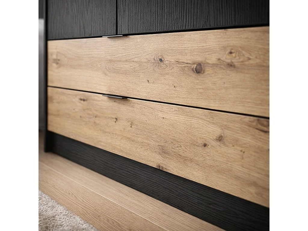 Armoire Upsala graphite / Chêne artisanal 220,5 / 54 / 203cm