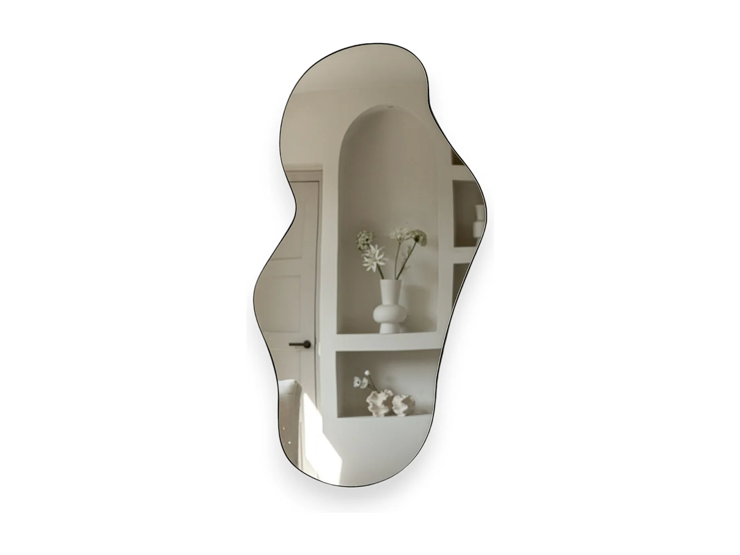 Miroir organique 110 cm - Noir - Miroir mural asymétrique - Indore Home