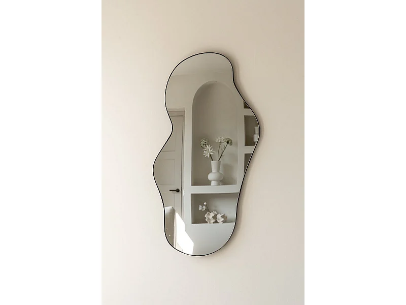 Miroir organique 110 cm - Noir - Miroir mural asymétrique - Indore Home