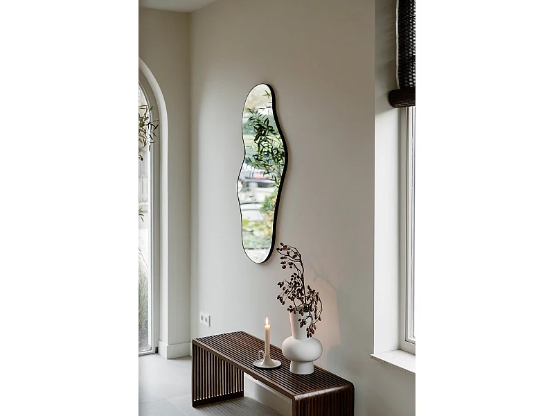 Miroir organique 110 cm - Noir - Miroir mural asymétrique - Indore Home