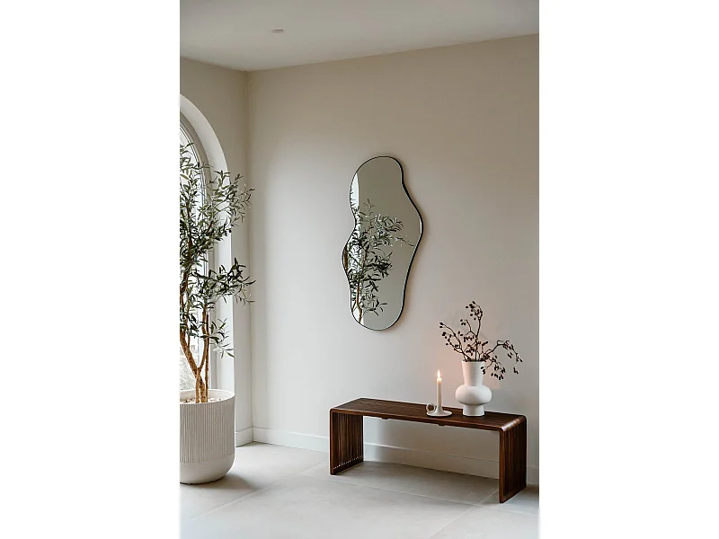 Miroir organique 110 cm - Noir - Miroir mural asymétrique - Indore Home
