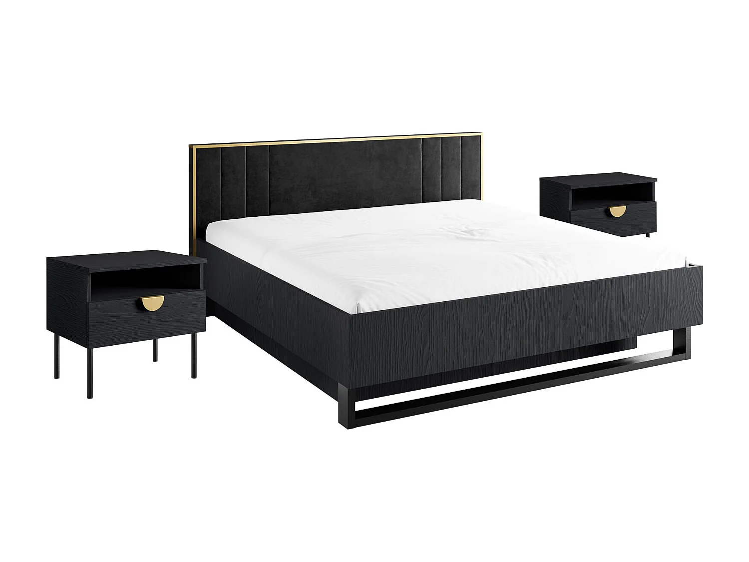 ENSEMBLE DE CHAMBRE À COUCHER 3 PIÈCES « Mond » anthracite 289 / 210 / 97 cm