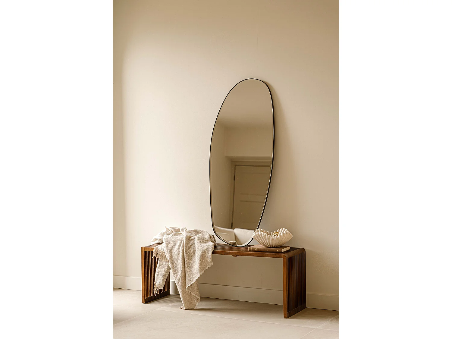 Miroir organique 120 cm - Noir - Miroir mural de forme organique - Indore Home
