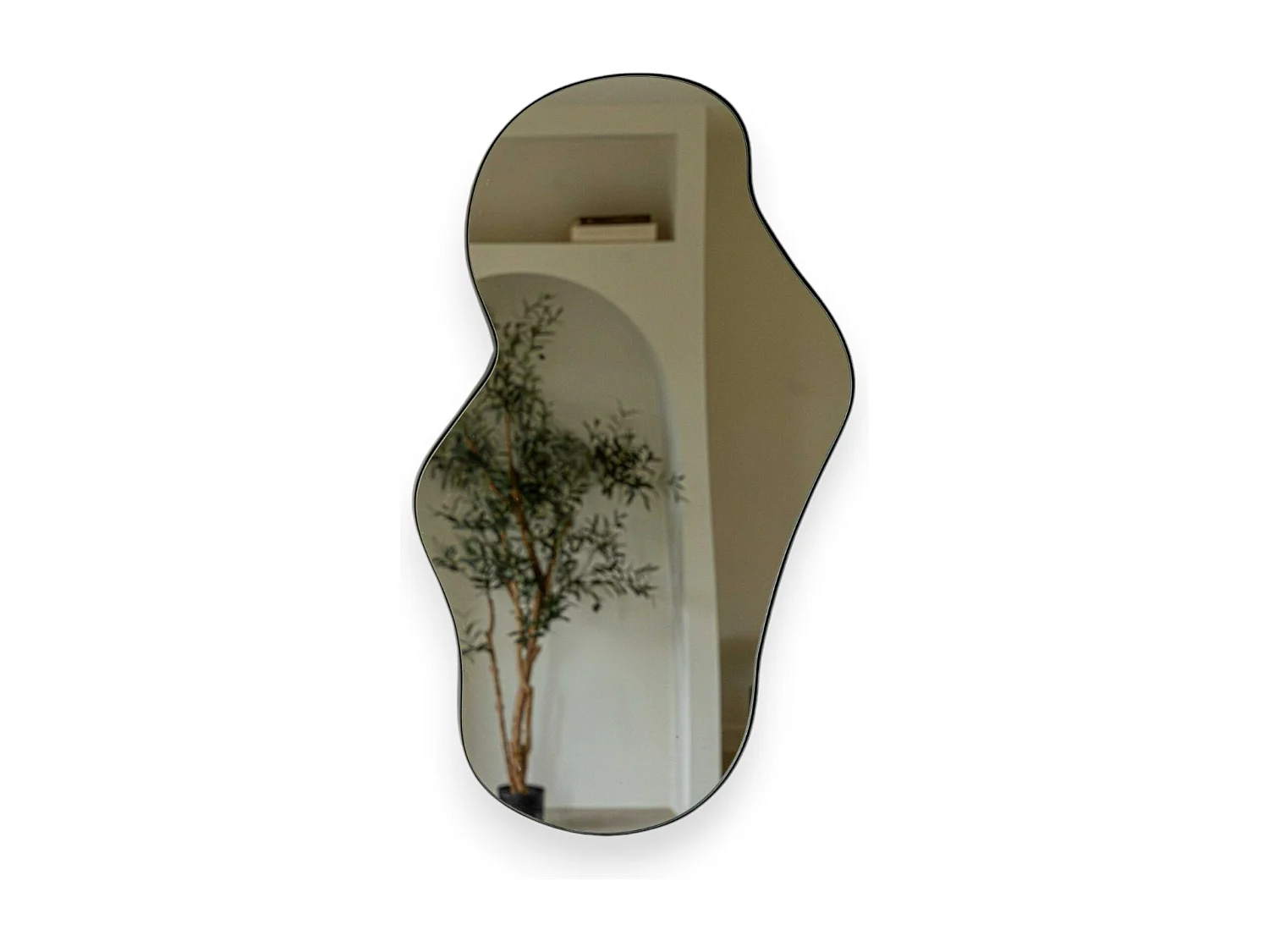 Miroir organique 60 cm - Noir - Miroir mural asymétrique - Indore Home