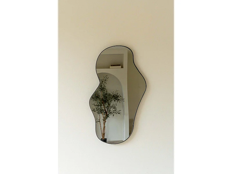 Miroir organique 60 cm - Noir - Miroir mural asymétrique - Indore Home