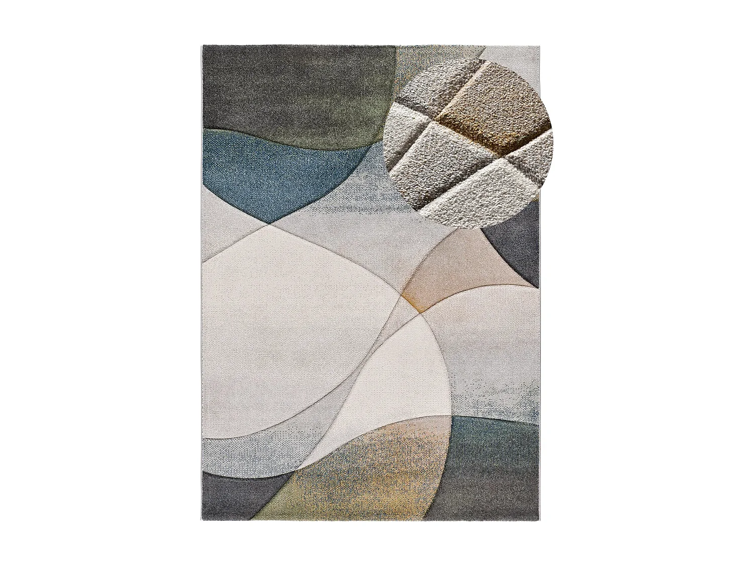 Kurzflorteppich - abstrakt - grau / blau - 140x200 cm - BADET