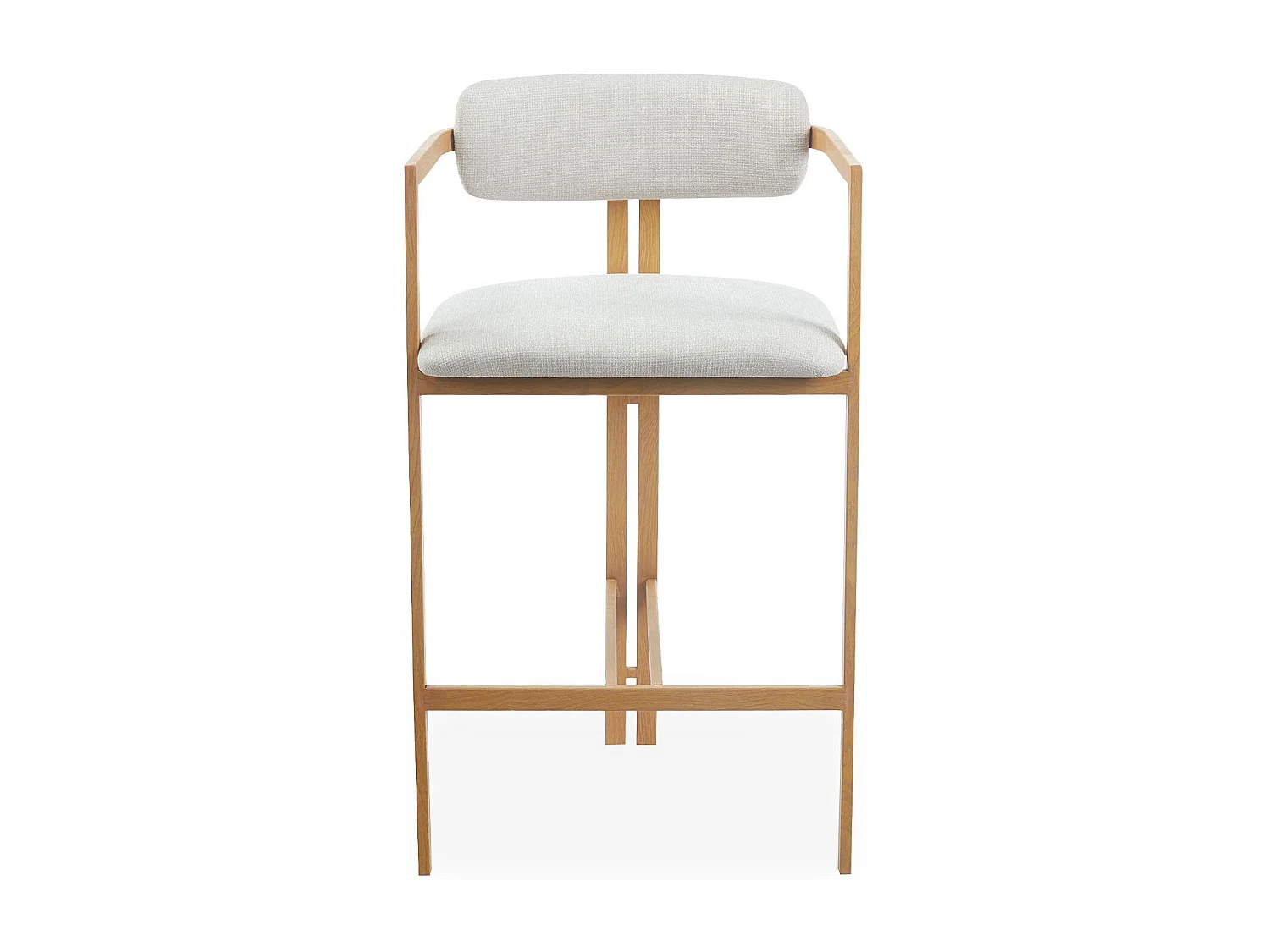 Lot de 2 chaises de bar design Galilea Métal Effet bois clair et Tissu Beige