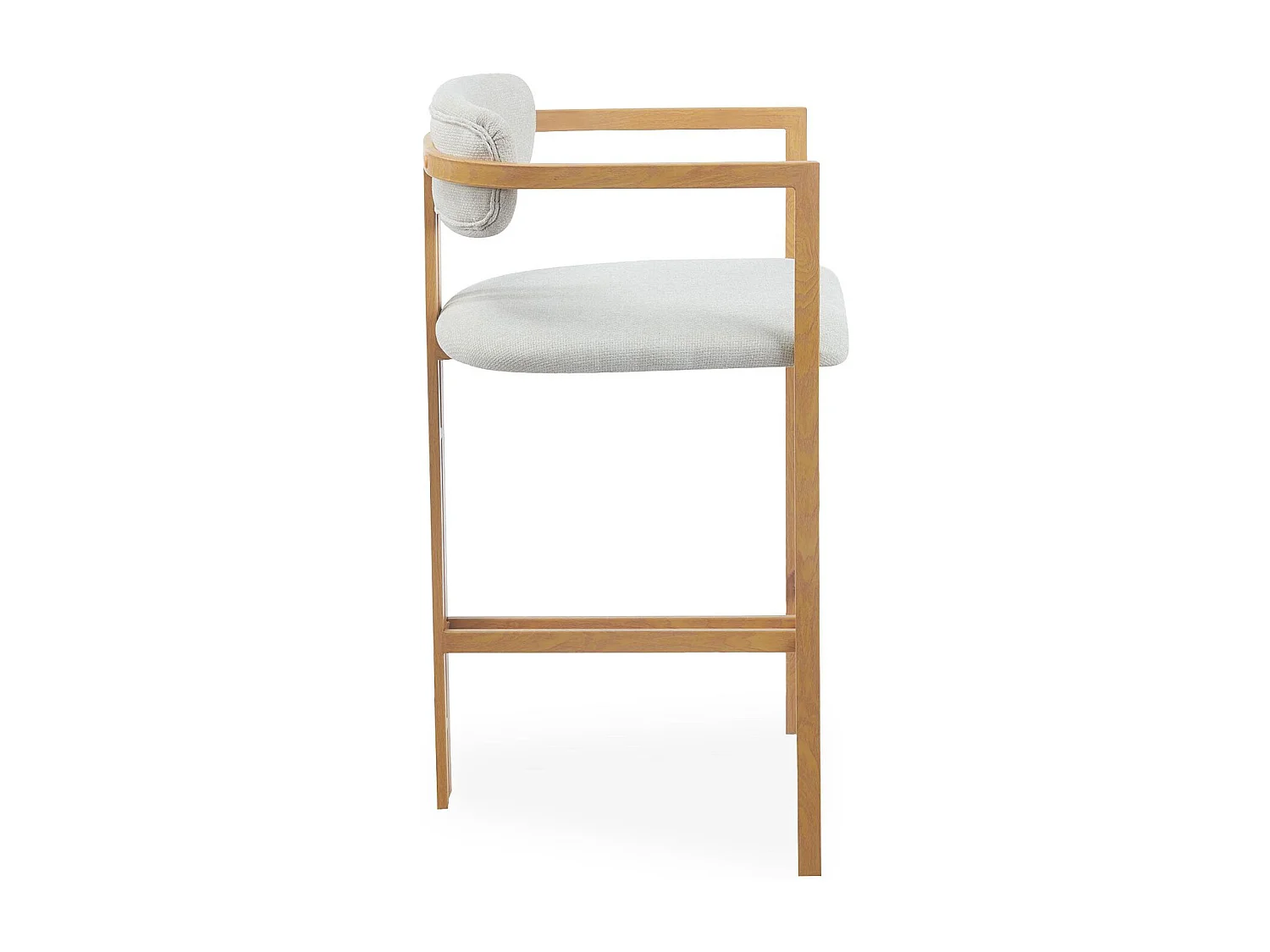 Lot de 2 chaises de bar design Galilea Métal Effet bois clair et Tissu Beige