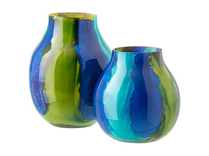 Photophore Déco en Verre "Rio" 20cm Bleu