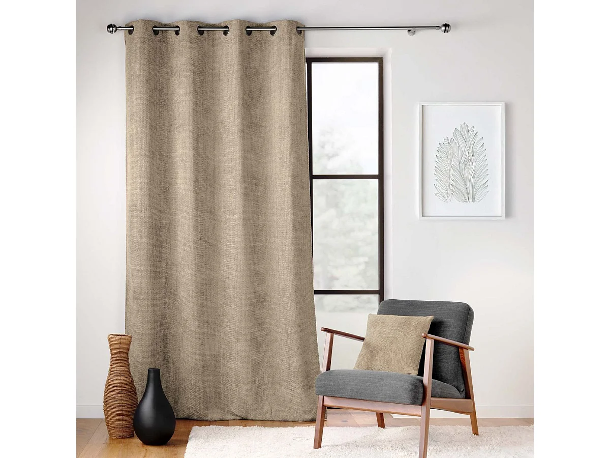 Rideau en Velours Chenillé "Leo" 140x260cm Sable