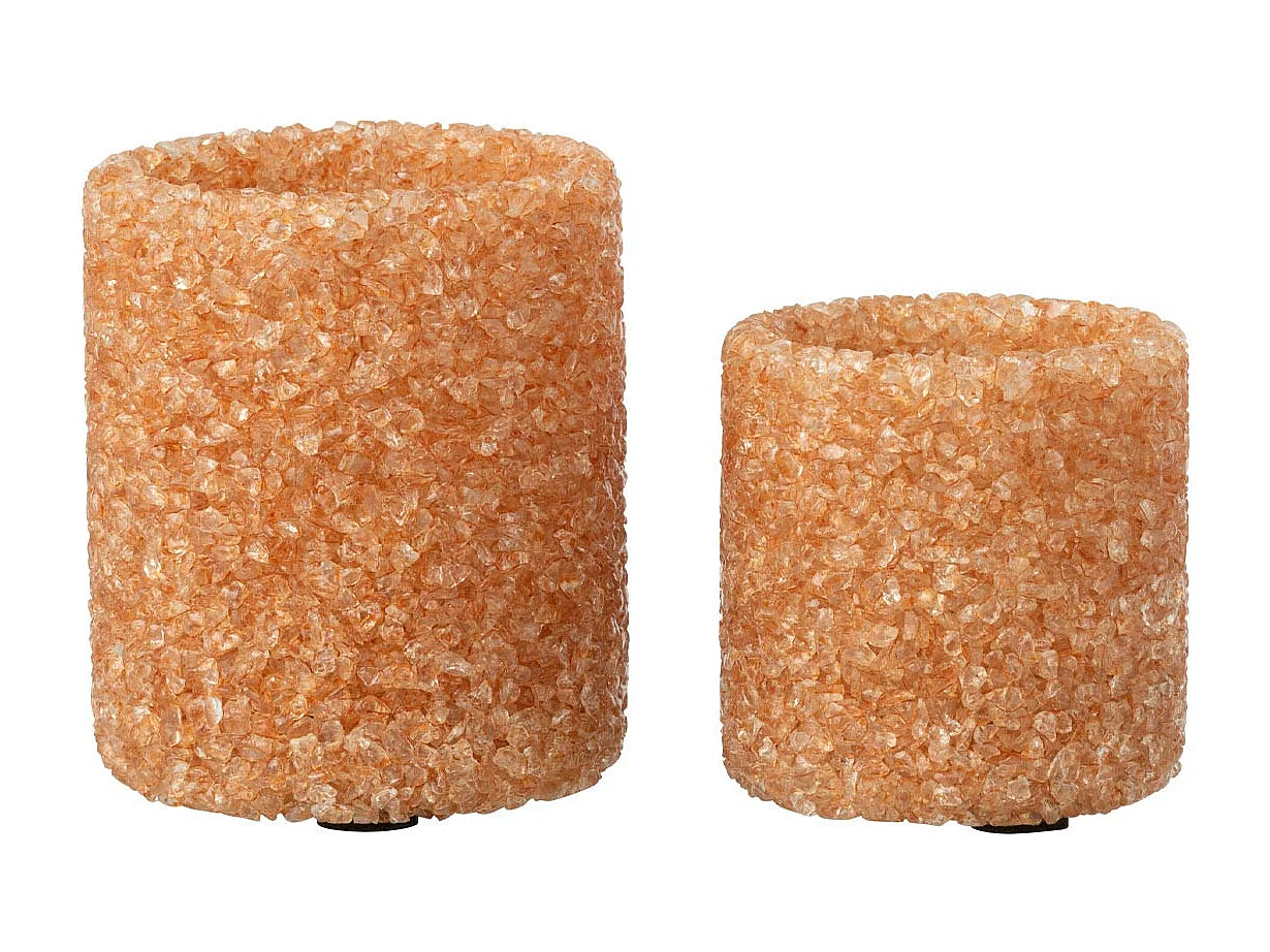 Lot de 2 Photophores en Verre "Pierre" 9cm Rouille