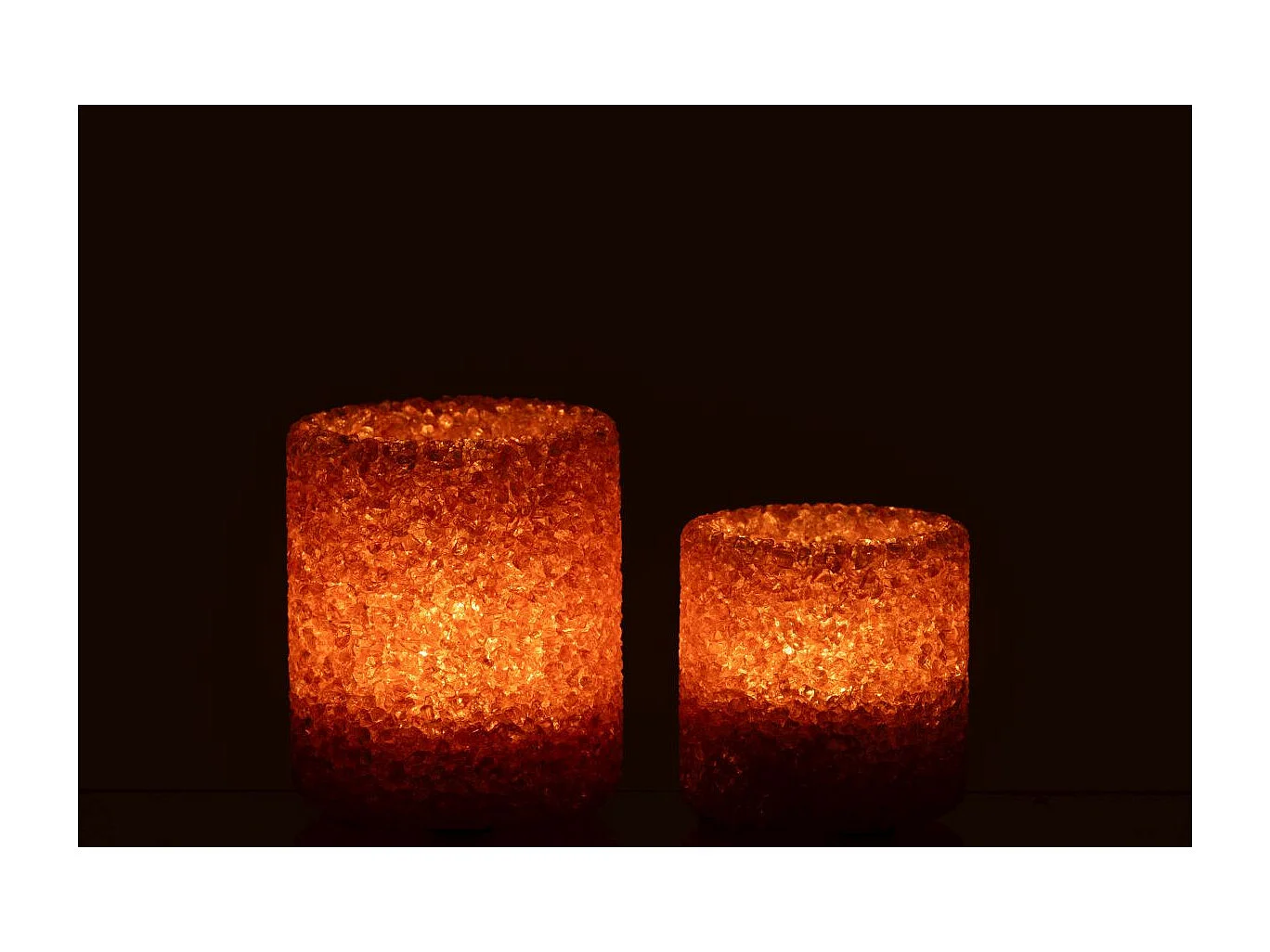 Lot de 2 Photophores en Verre "Pierre" 9cm Rouille