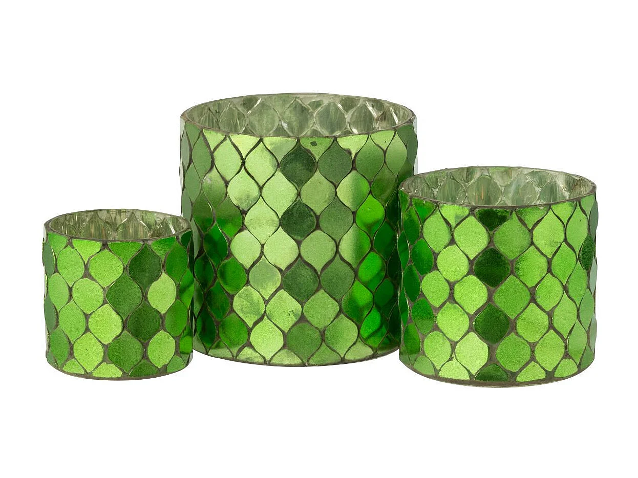 Photophore Mosaïque en Verre "Pop" 12cm Vert